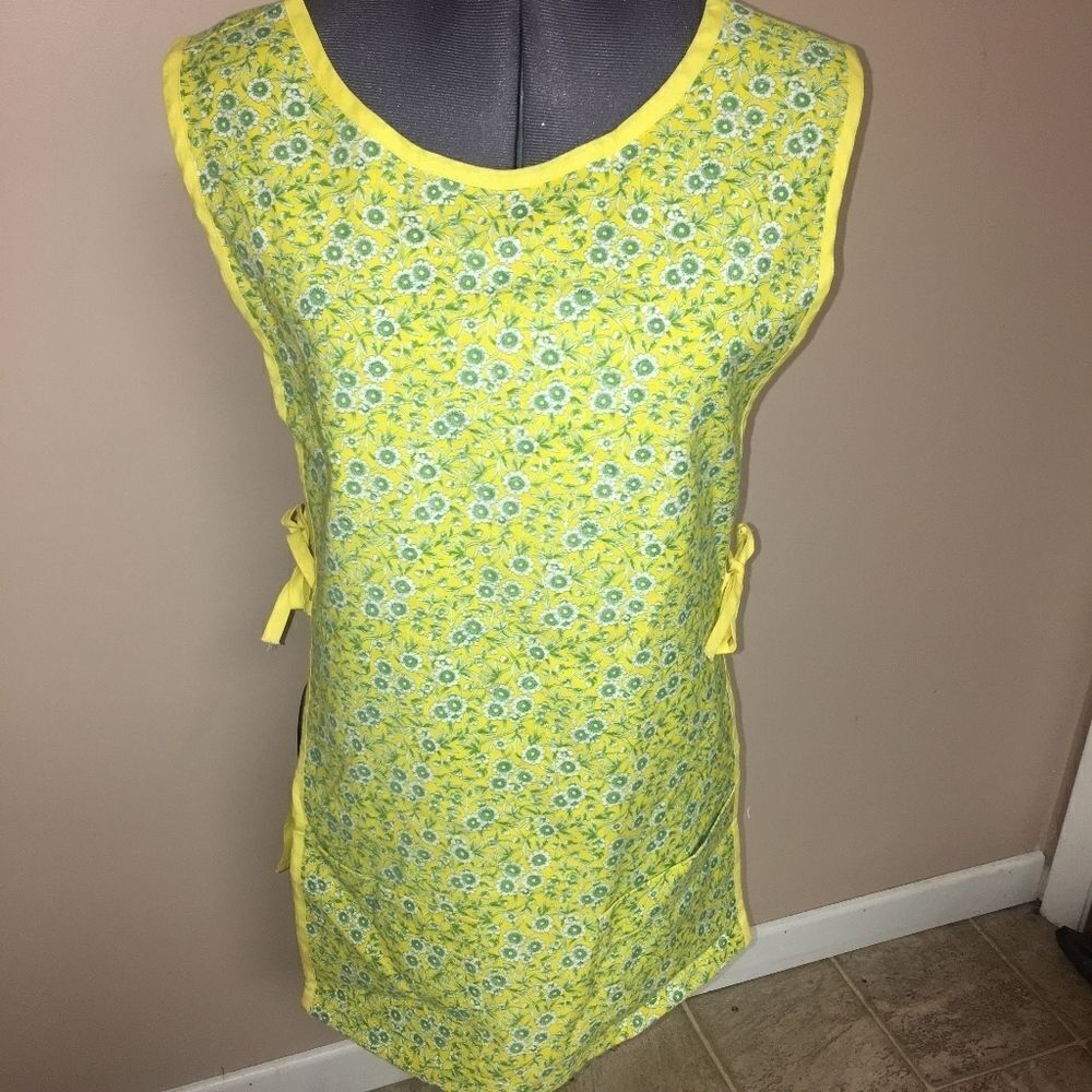 Yellow Floral Vintage Side Tie Apron